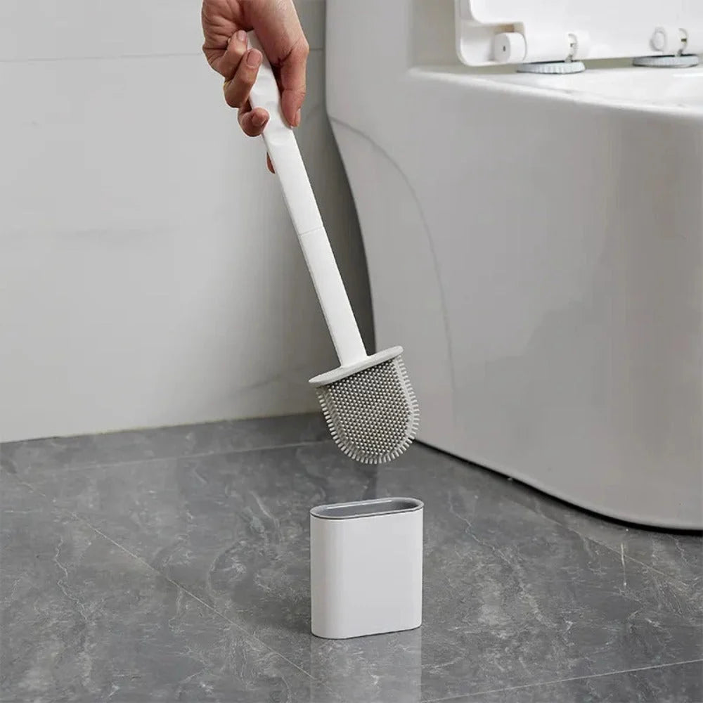 Cleo Silicone Toilet Brush - Flexible Antibacterial, Includes Holder 5