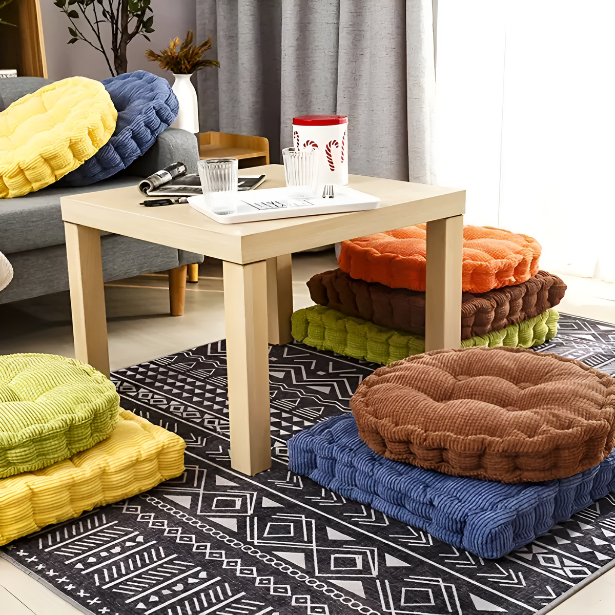 Cora Dining Chair Cushions - Soft Corduroy, Stackable Design 1