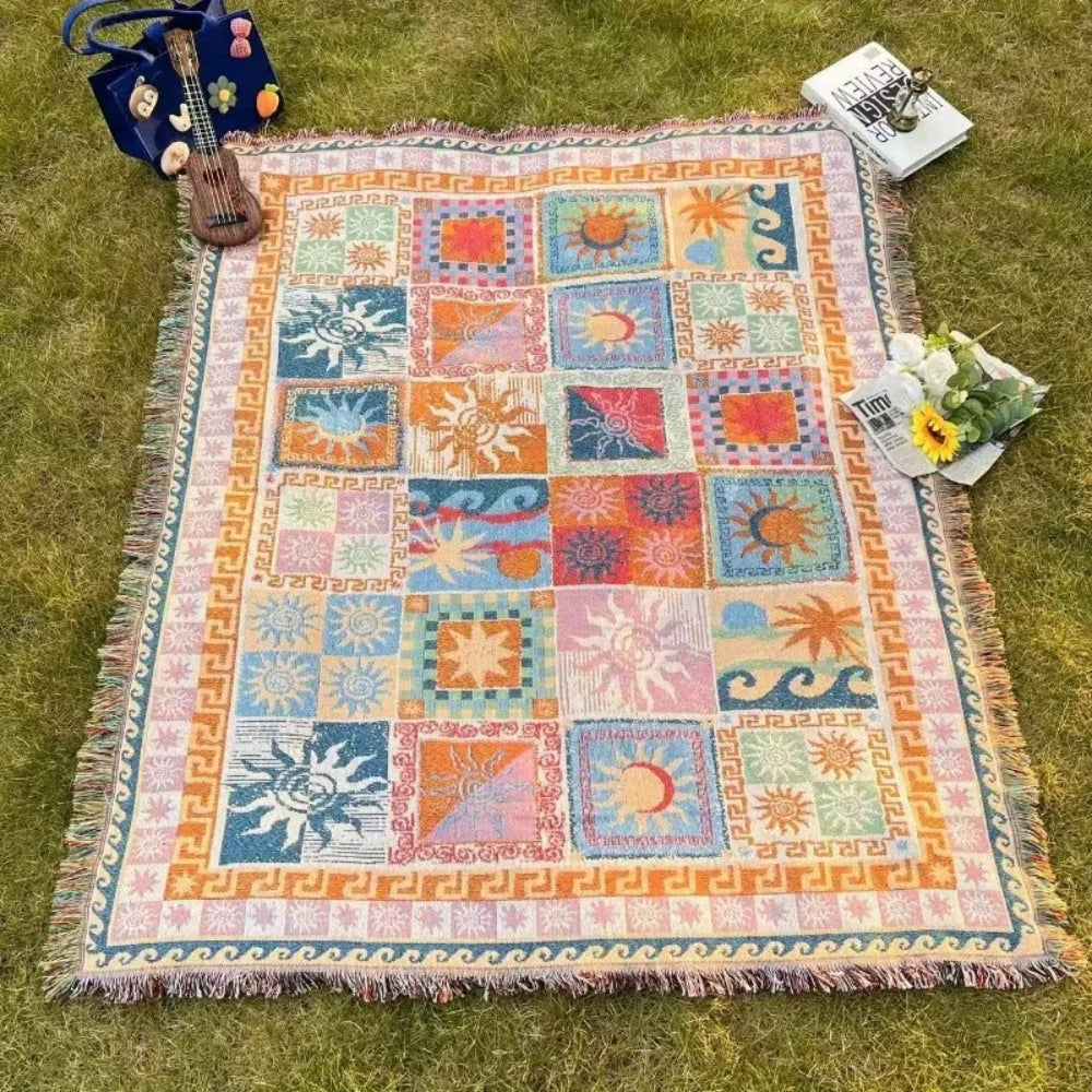 SolaraWeave Blanket - Picnic Blanket - Boho Style - Outdoor Comfort