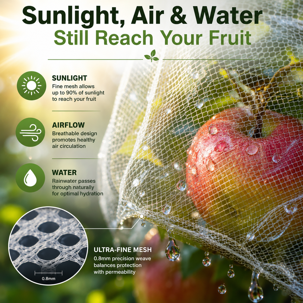 CrispShield Fruit Tree Bags - Breathable Mesh, Drawstring Closure 5