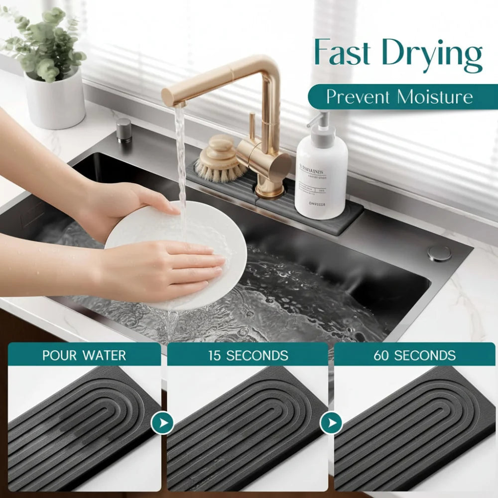 Diora Sink Protector Mat - Natural Diatomite Stone, Fast Drying Kitchen Sink Mat 6