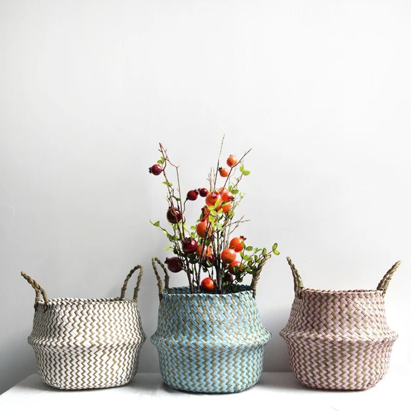 NordicNest Fold – Woven Plant Basket – Boho Storag  Decor Piece