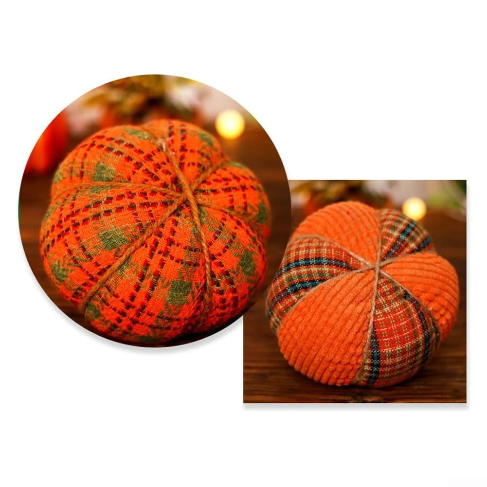 Fabric Mini Pumpkins Autumn Decoration Set - Soft Lightweight Fall Table Decor in Orange and Cream 8