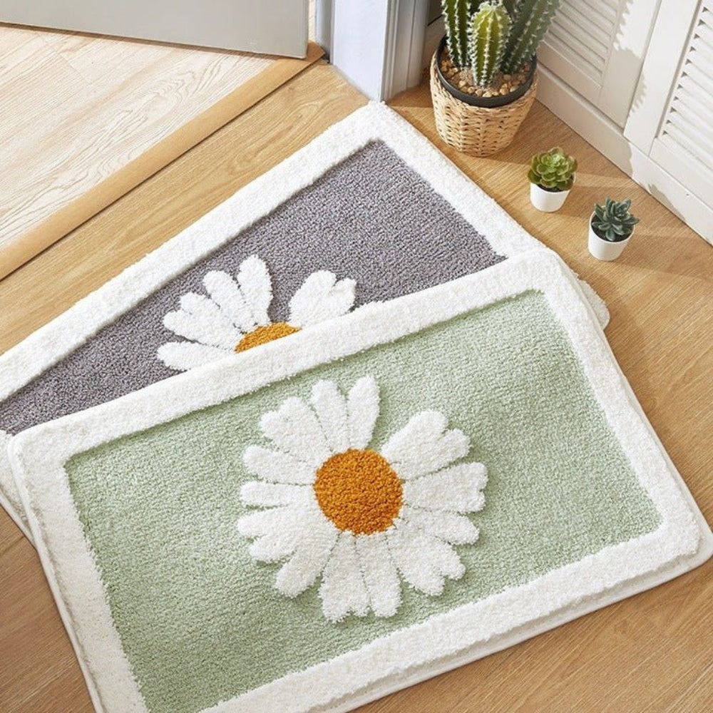 Fleur Bath Mat - Plush Microfiber, Non-Slip Floral Design 2