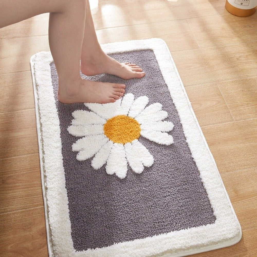 Fleur Bath Mat - Plush Microfiber, Non-Slip Floral Design 3