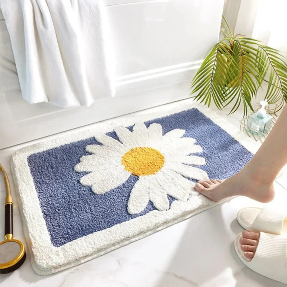 Fleur Bath Mat - Plush Microfiber, Non-Slip Floral Design 4