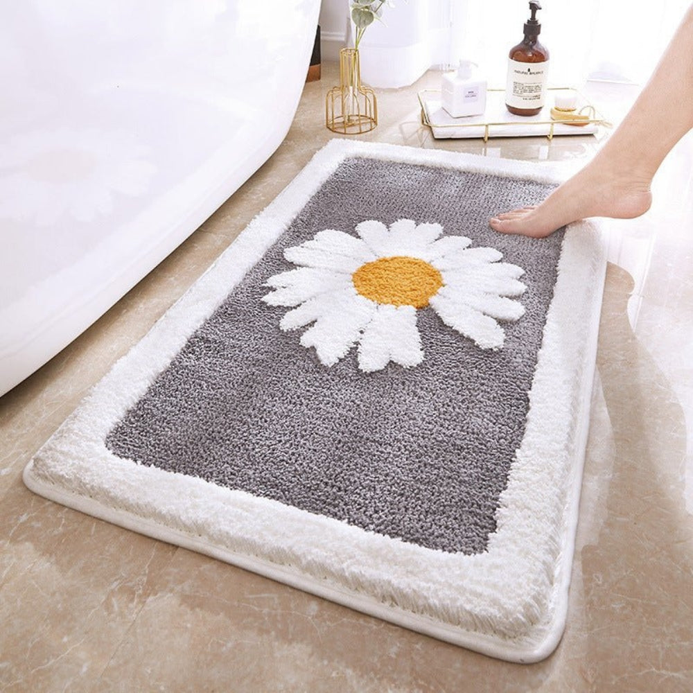Fleur Bath Mat - Plush Microfiber, Non-Slip Floral Design 5