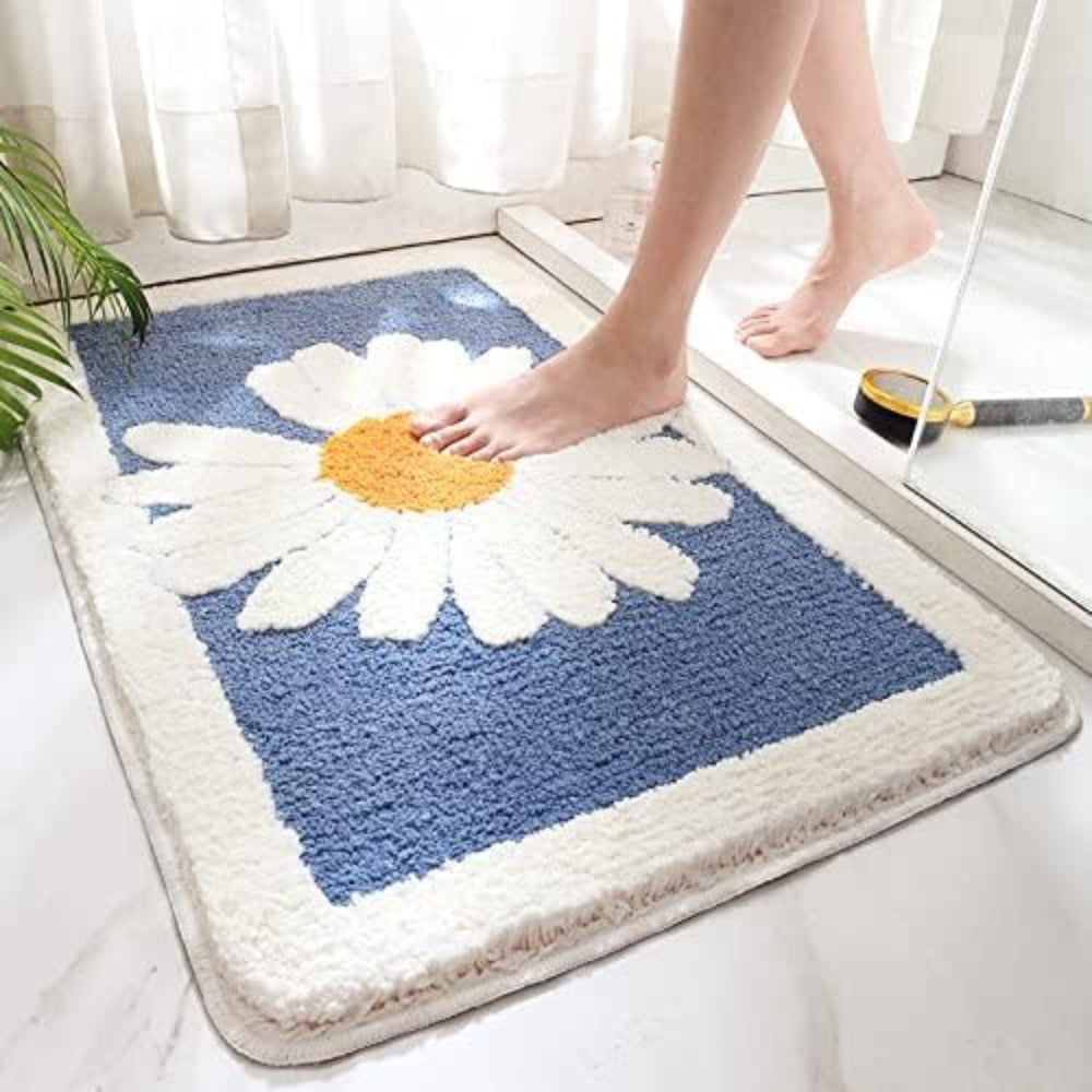 Fleur Bath Mat - Plush Microfiber, Non-Slip Floral Design 6