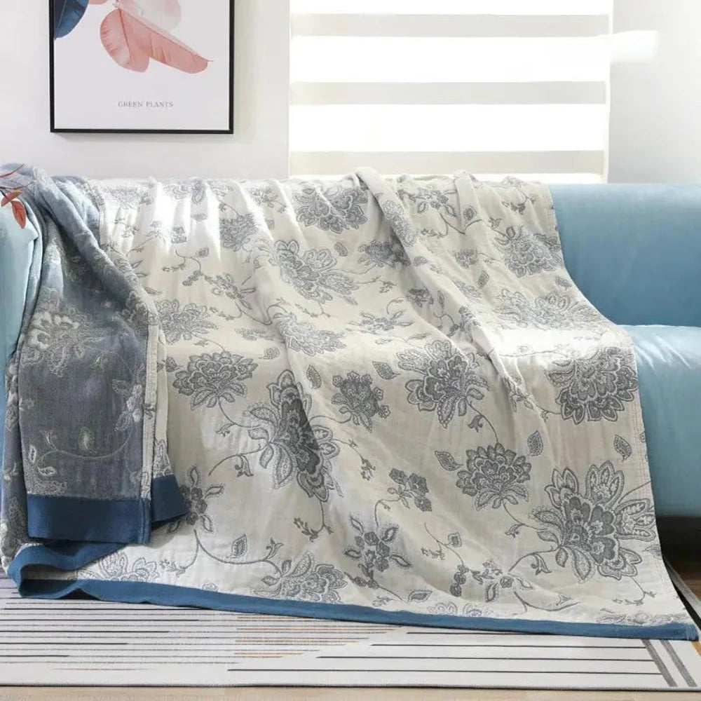 Flora Cooling Blanket - Lightweight Cotton, Breathable Floral Design 0