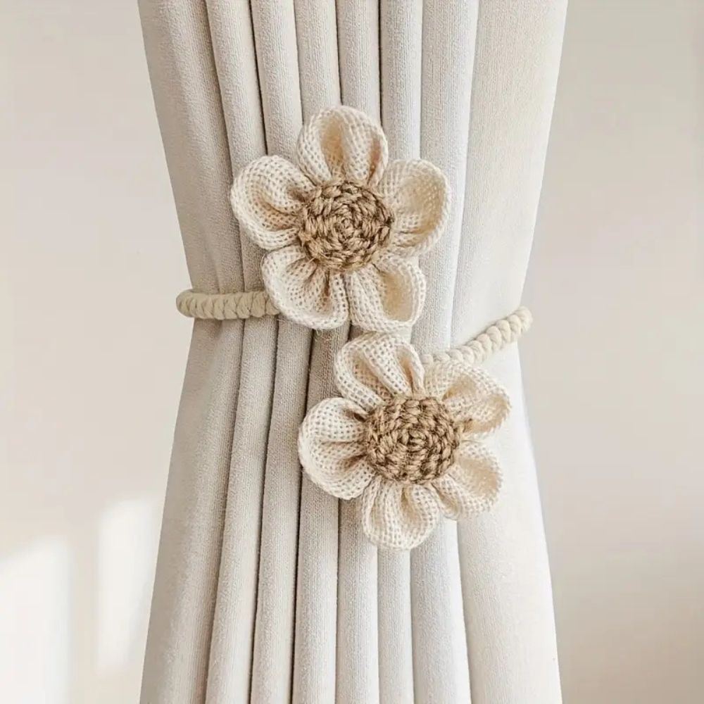Flora Curtain Tiebacks - Floral Design, 2-Piece Set 0