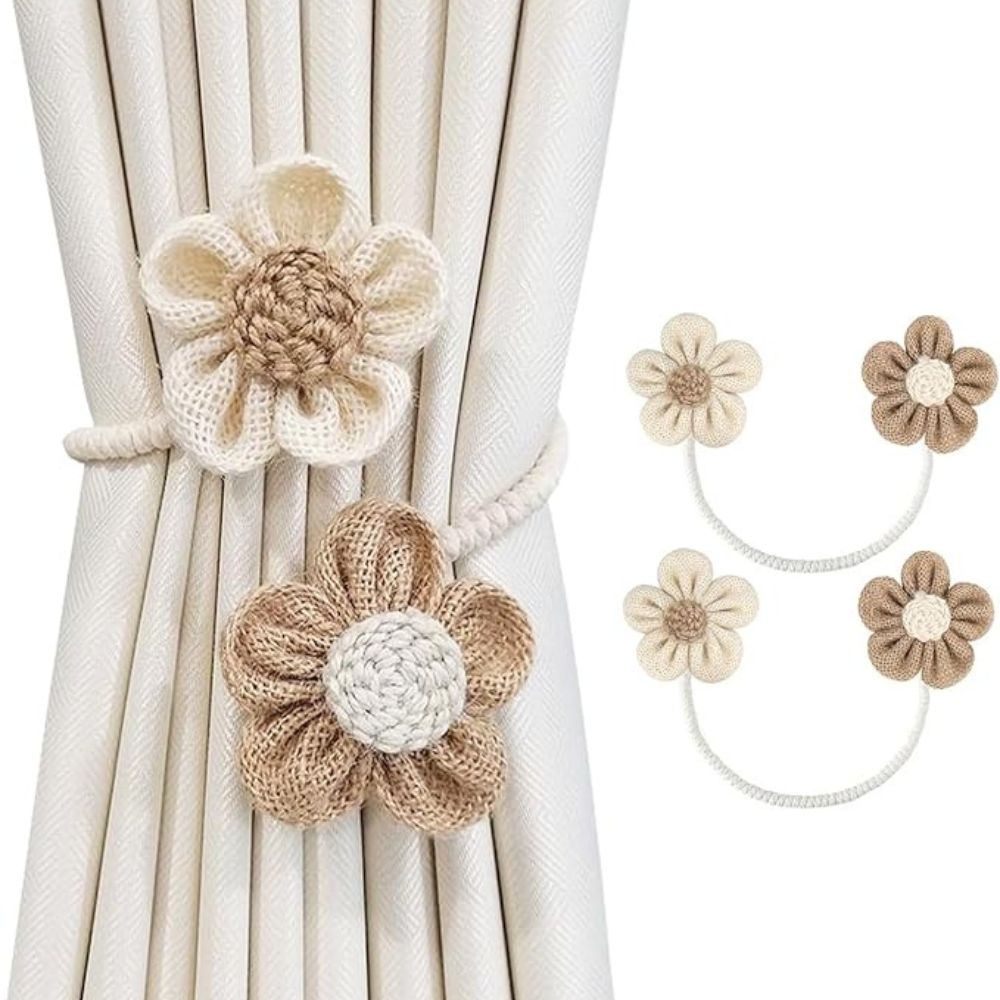 Flora Curtain Tiebacks - Floral Design, 2-Piece Set 1