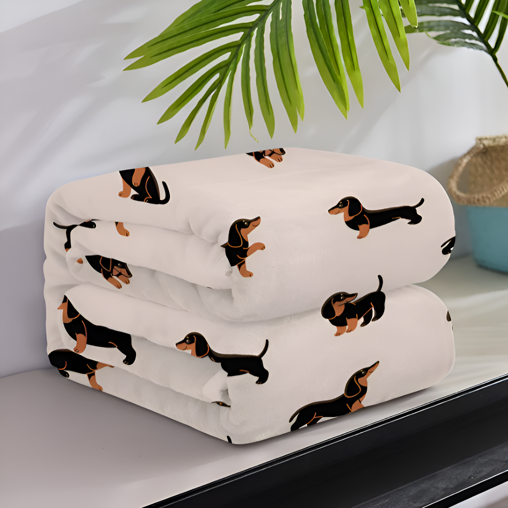 PupSnuggle Blanket - Fleece Blanket - Dachshund Print - Soft All-Season Comfort