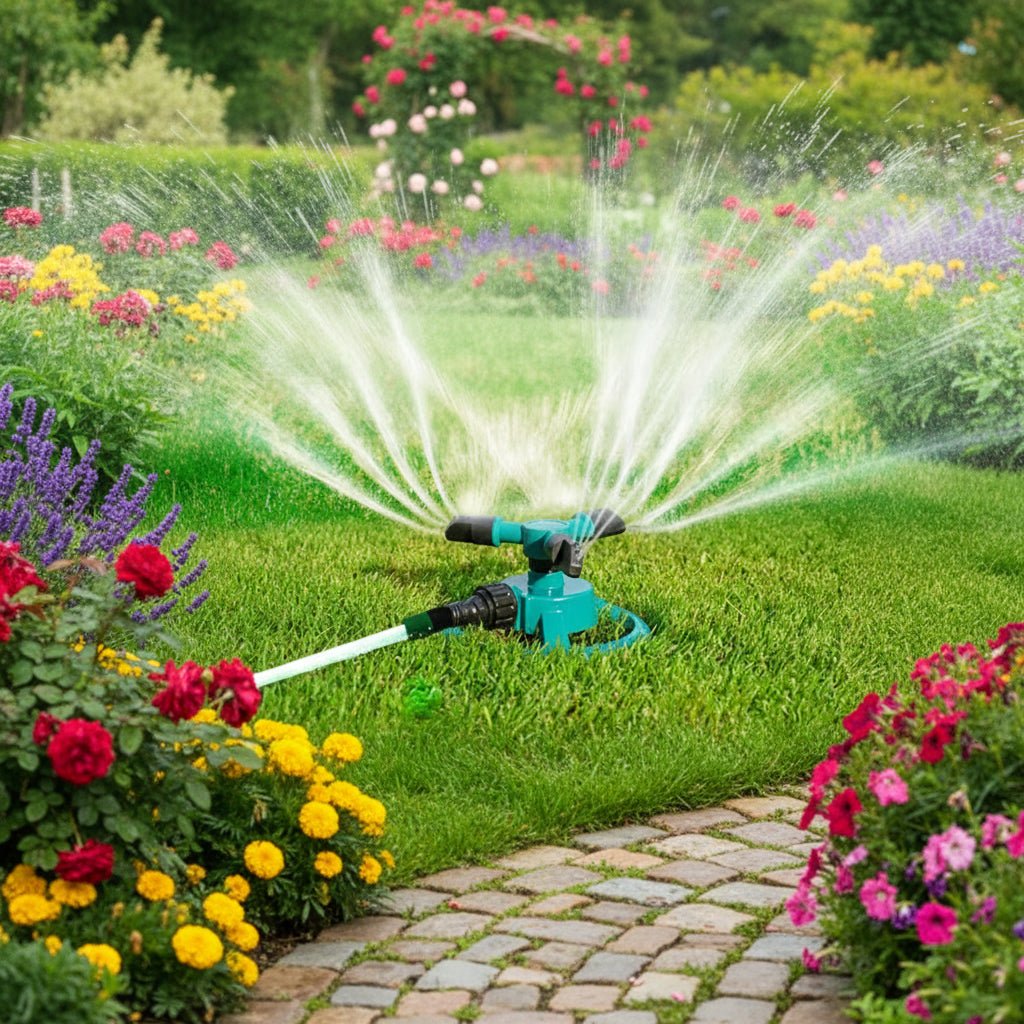 SpinSprout 360 – Compact Garden Sprinkler – Even Water Distribution Tool