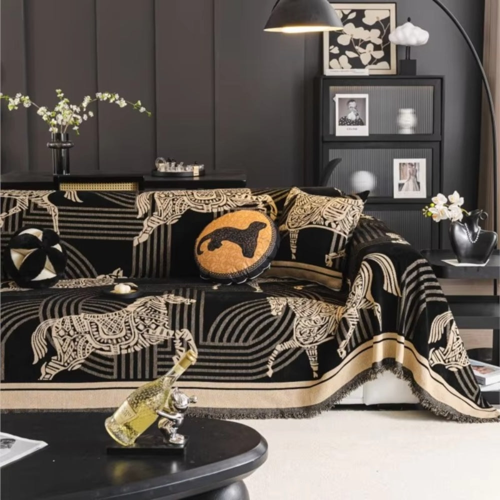 Gallora Sofa Cover - Chenille, Horse Print All-Season Slipcover 2
