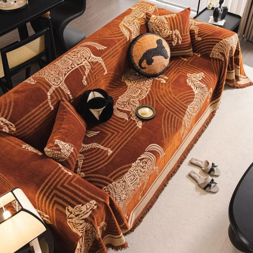 Gallora Sofa Cover - Chenille, Horse Print All-Season Slipcover 6