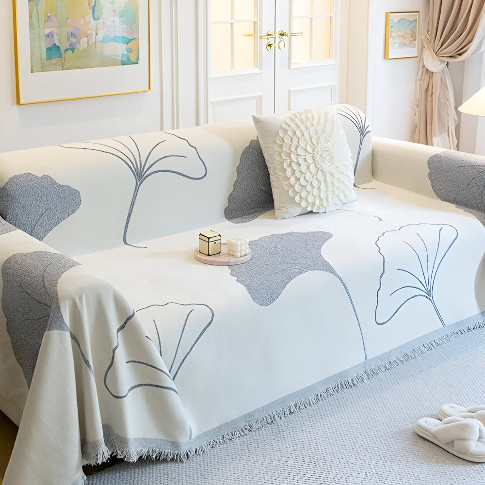 Ginkgo Sofa Cover - Premium Chenille, Ginkgo Leaf Pattern 0