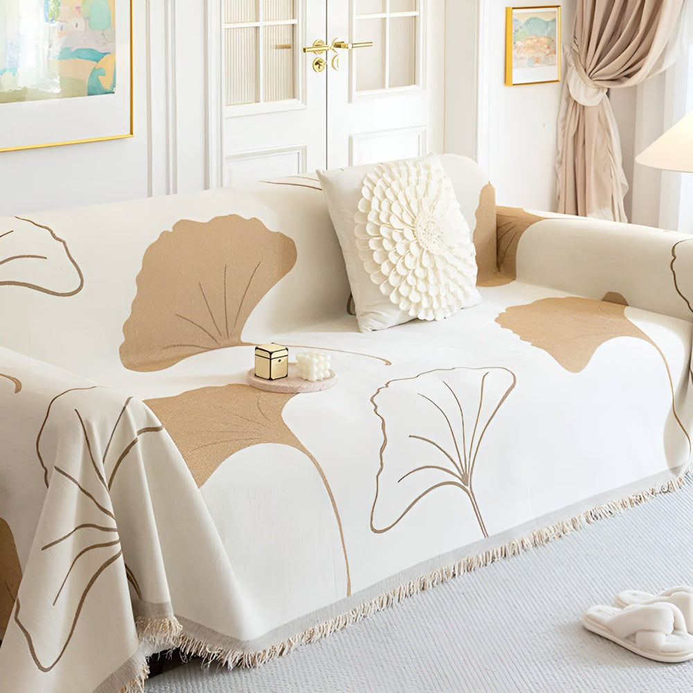Ginkgo Sofa Cover - Premium Chenille, Ginkgo Leaf Pattern 3