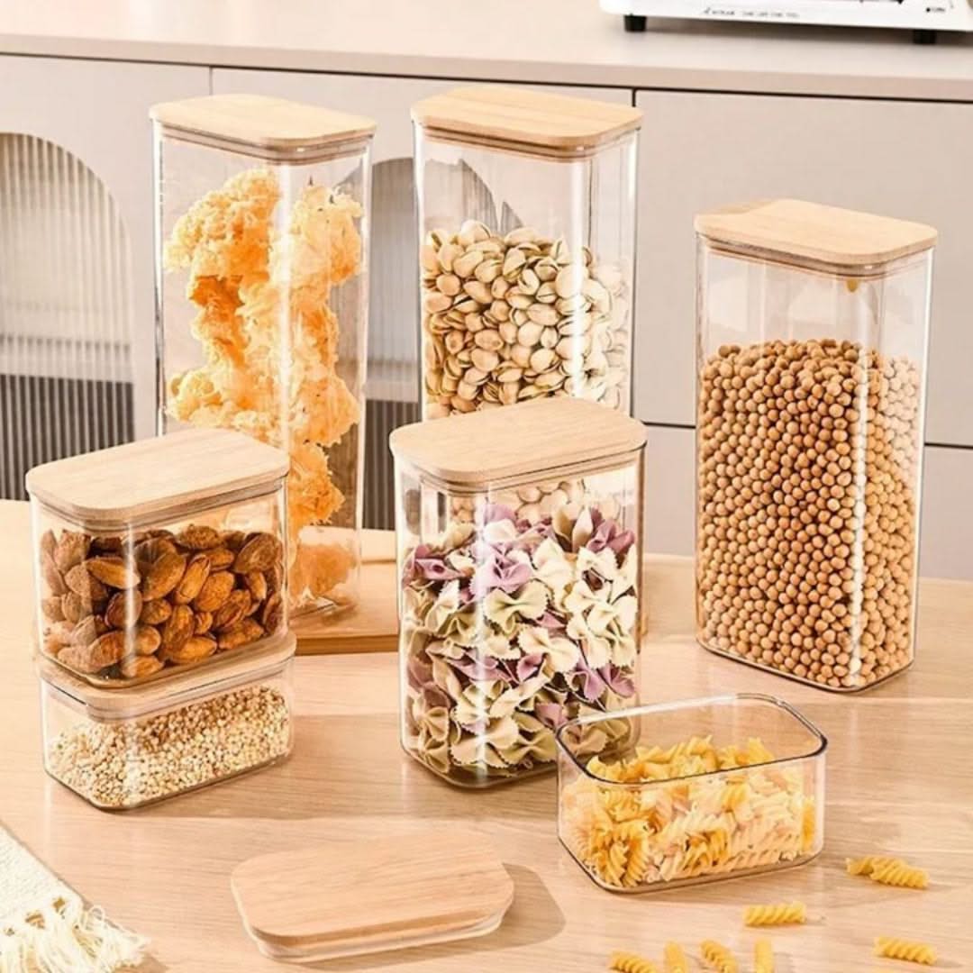 Glenna Storage Jar - Glass with Bamboo Lid, Airtight 2