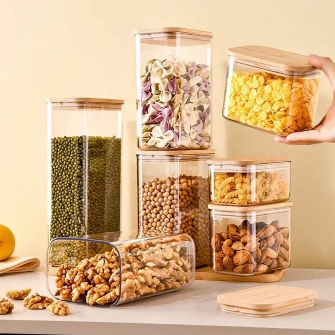 Glenna Storage Jar - Glass with Bamboo Lid, Airtight 4