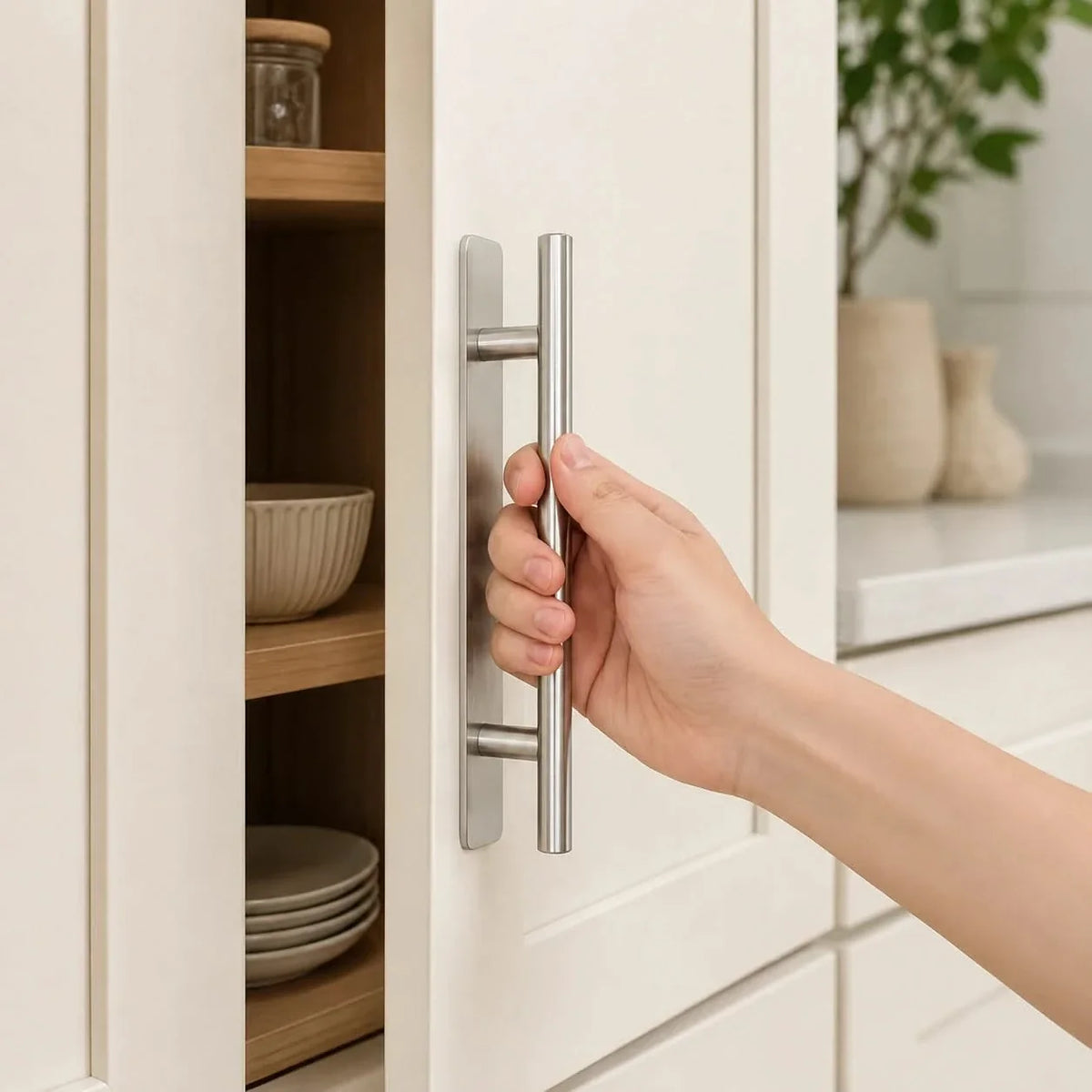 Glimmer Cabinet Handle - Stainless Steel, No-Drill Adhesive Pulls for Kitchen Cabinet Hardware 8