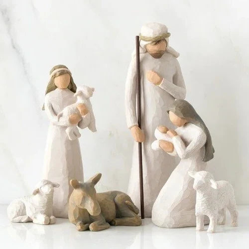 Handmade Wood Nativity Scene Set - 20-Piece Rustic Christmas Decoration with Mary Joseph Shepherds Animals 2