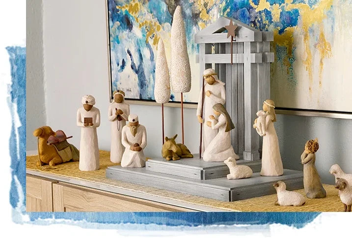 Handmade Wood Nativity Scene Set - 20-Piece Rustic Christmas Decoration with Mary Joseph Shepherds Animals 3