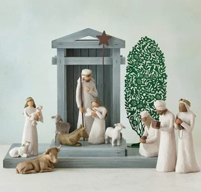 Handmade Wood Nativity Scene Set - 20-Piece Rustic Christmas Decoration with Mary Joseph Shepherds Animals 4
