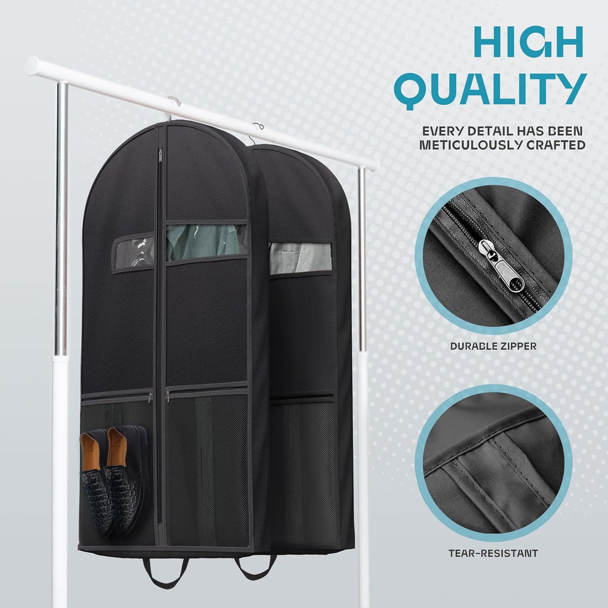 Haven Garment Bag - Rip-Resistant Fabric, Clear Window for Travel 3