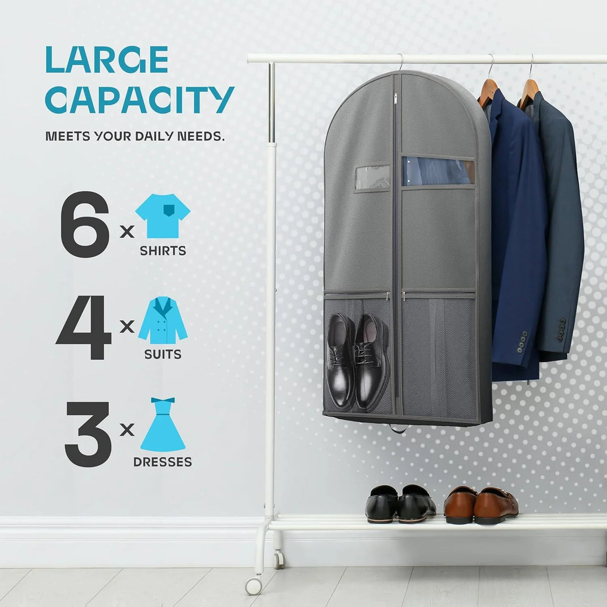 Haven Garment Bag - Rip-Resistant Fabric, Clear Window for Travel 8
