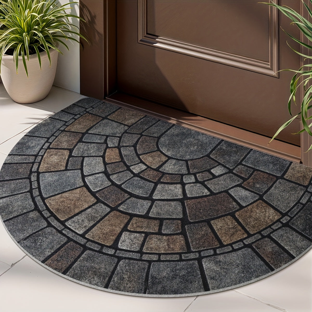 Haven Mosaic Door Mat - Non-Slip Polyester, Indoor Outdoor Use 1