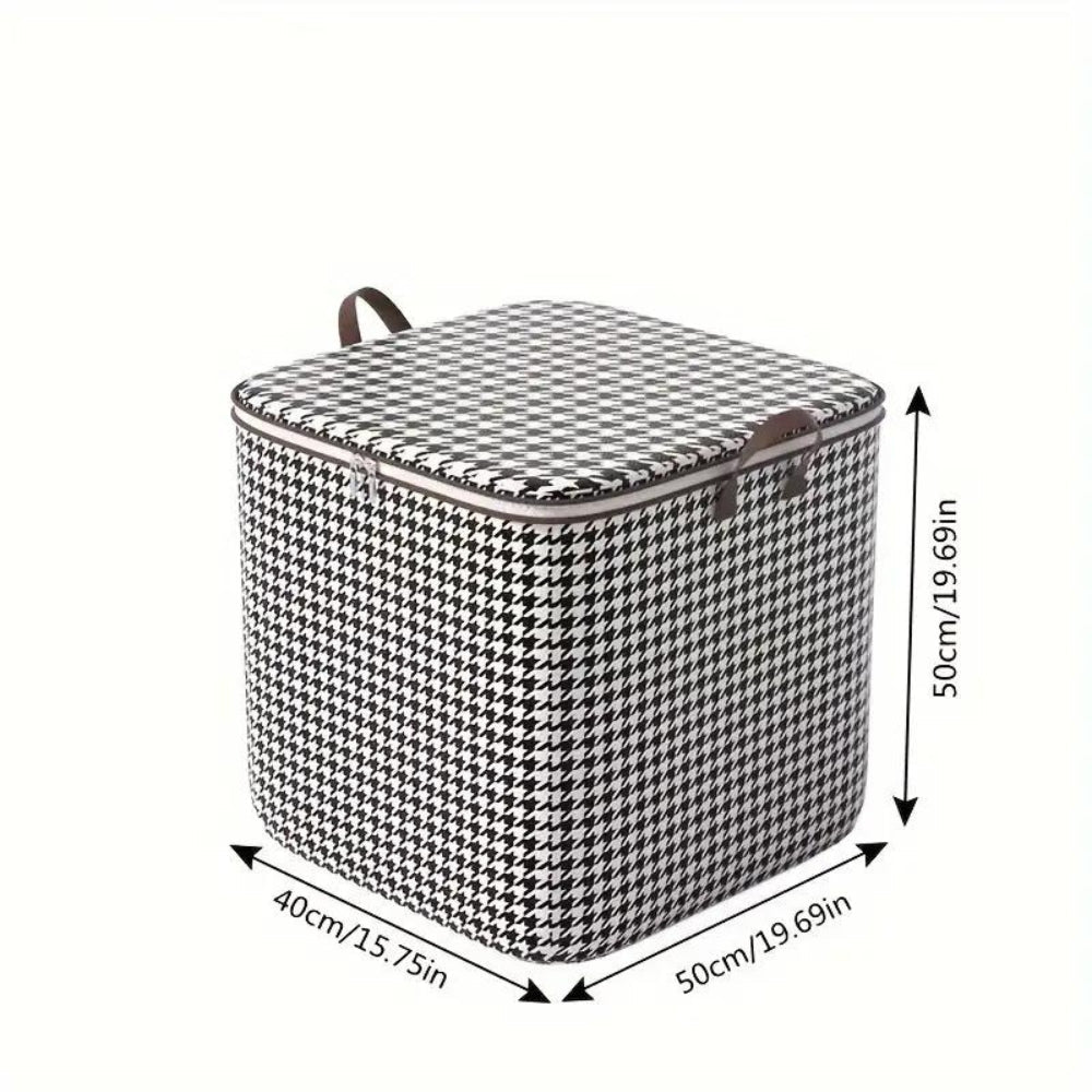 Haven Storage Box - Durable Houndstooth Collapsible Container 0