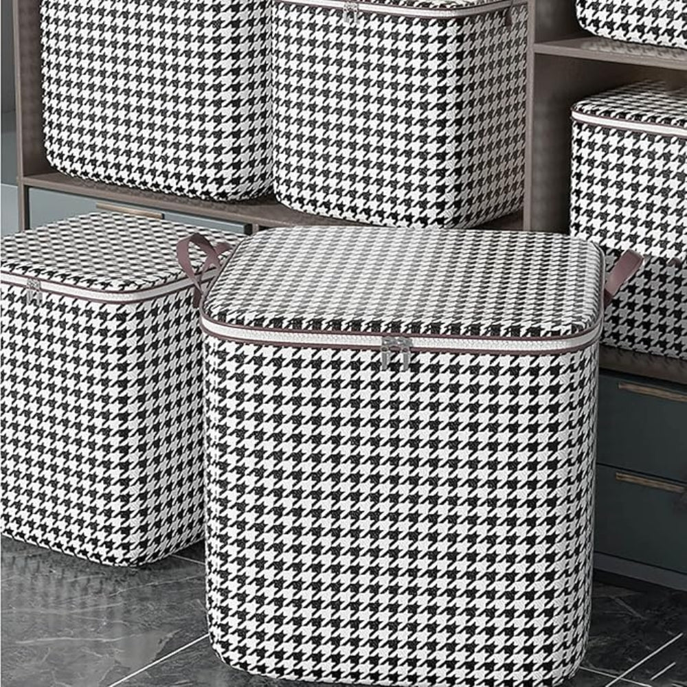 Haven Storage Box - Durable Houndstooth Collapsible Container 1