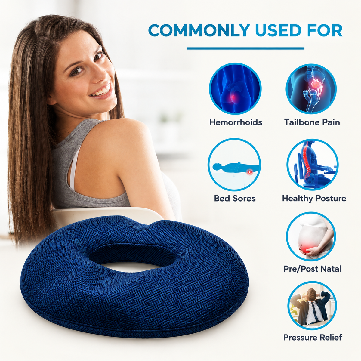Haven Donut Pillow - Memory Foam Coccyx Cushion for Tailbone Pain Relief