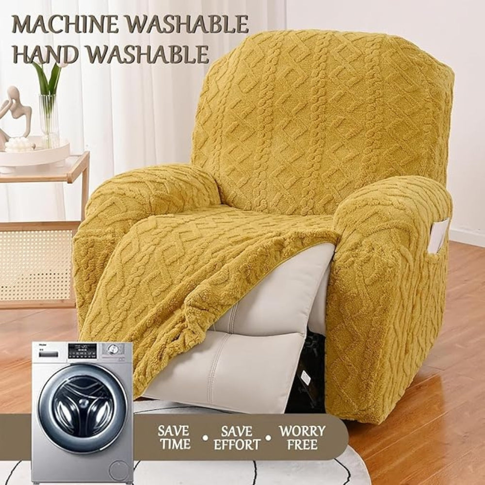 Jovian Recliner Cover - Jacquard Stretch, Modern Design Slipcover 6