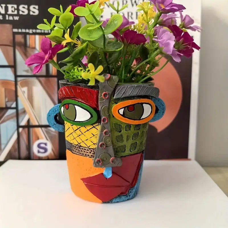 ArtMuse Planter – Abstract Face Flower Pot – Decorative Indoor Outdoor Accent