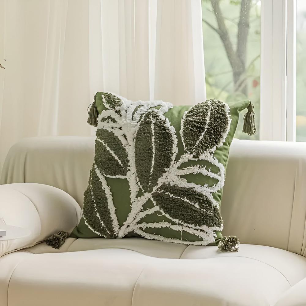 Luma Sofa Cushion Covers - Microfiber Blend, Leaf Motif 0