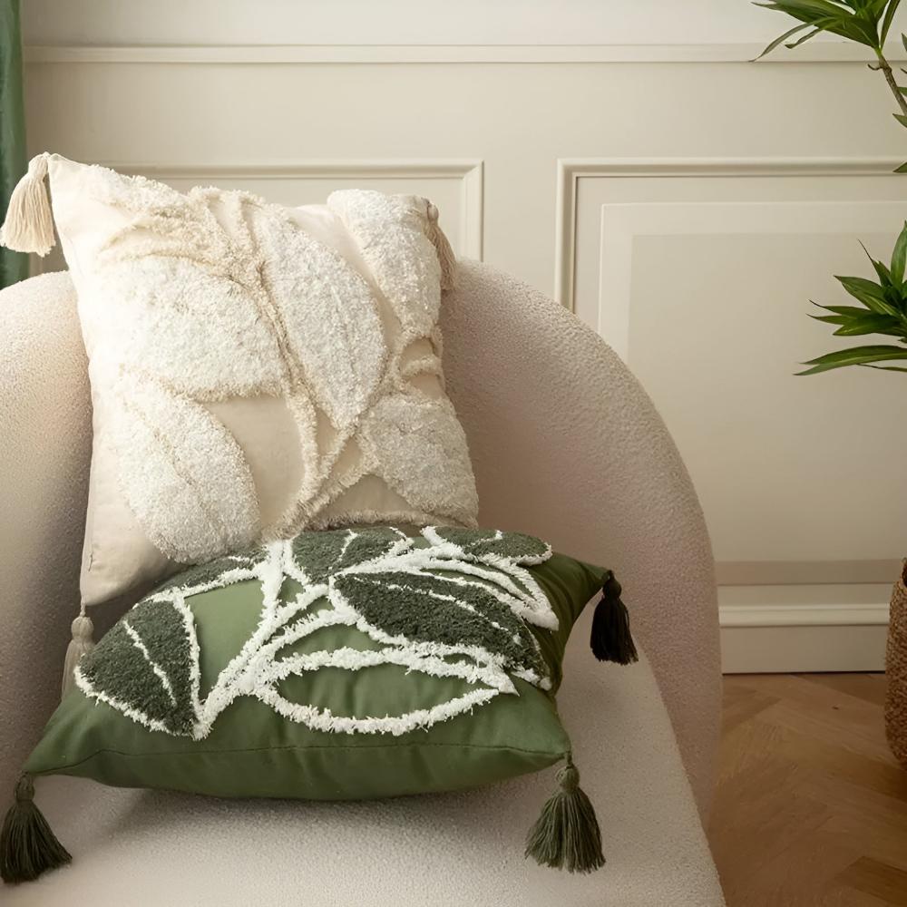 Luma Sofa Cushion Covers - Microfiber Blend, Leaf Motif 9