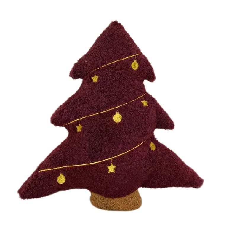 Lumbar Support Cushion - Plush Christmas Tree Design, Festive Red and Green, 40 cm for Back Support and Holiday Decor 3