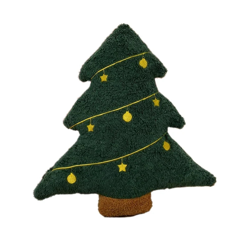 Lumbar Support Cushion - Plush Christmas Tree Design, Festive Red and Green, 40 cm for Back Support and Holiday Decor 4