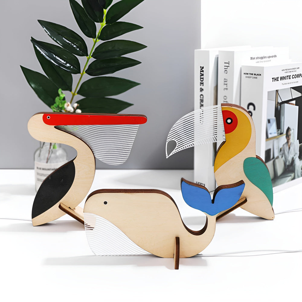 LumoKids Table Lamp - Wooden LED Night Light, Adorable Animal Motif for Bedside Use 5