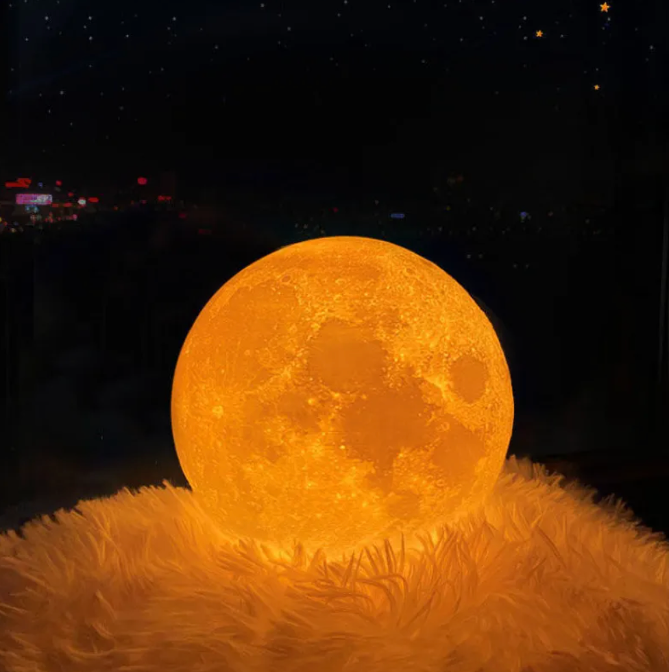 Lunara 3D Moon Lamp - Wireless LED with Dimmable Colors and Wooden Stand 5