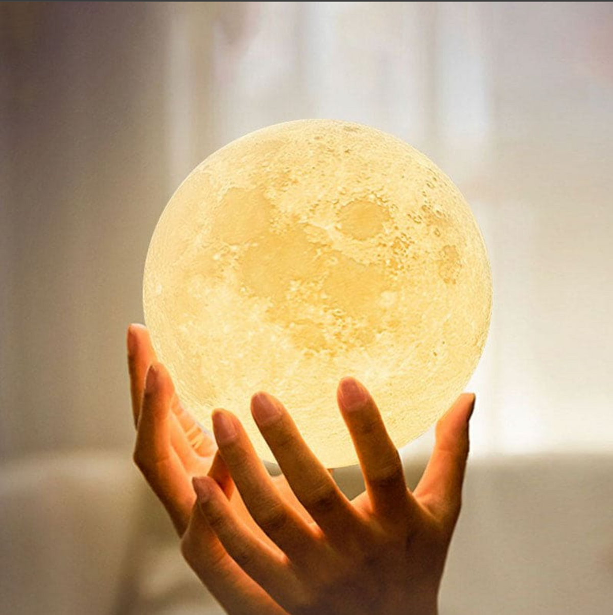 Lunara 3D Moon Lamp - Wireless LED with Dimmable Colors and Wooden Stand 6