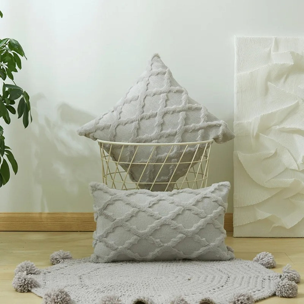Lunel Velvet Pillow Cover - Boho Geometric, Soft Texture 11