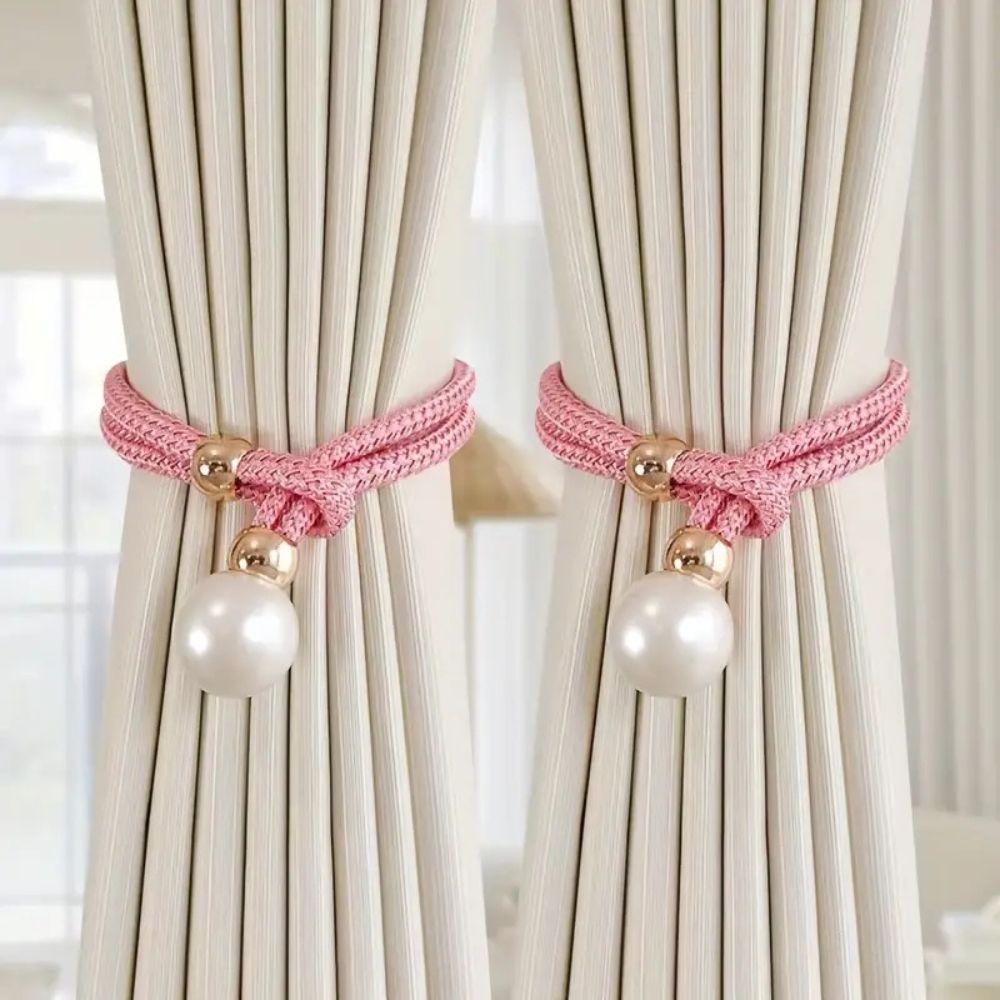 Lustra Curtain Tiebacks - Faux Pearl, Adjustable Holdbacks for Elegant Drapery 5