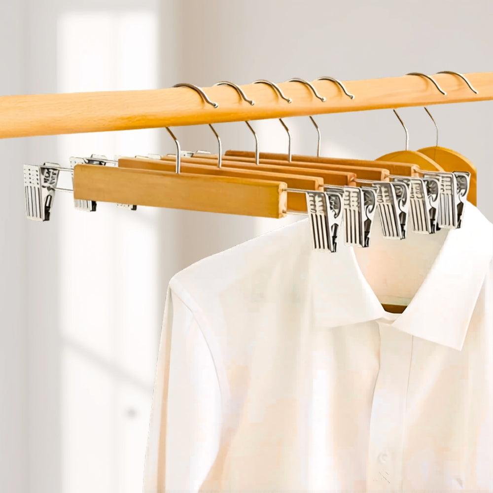 Maxwell Pants Hangers - Wooden with Clips, 10pcs Set 0