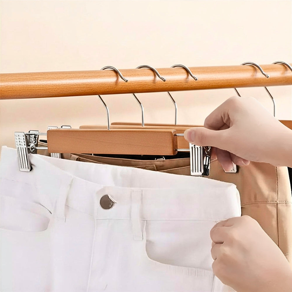 Maxwell Pants Hangers - Wooden with Clips, 10pcs Set 1