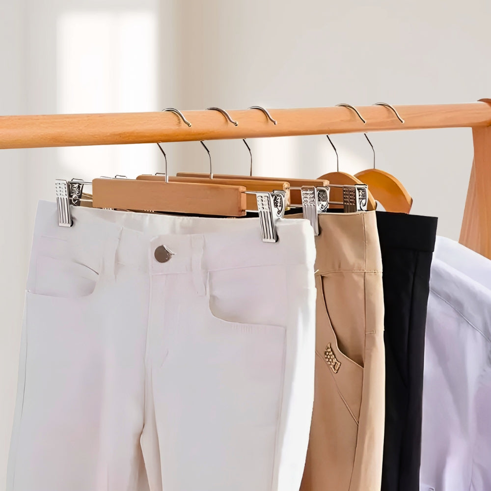 Maxwell Pants Hangers - Wooden with Clips, 10pcs Set 2