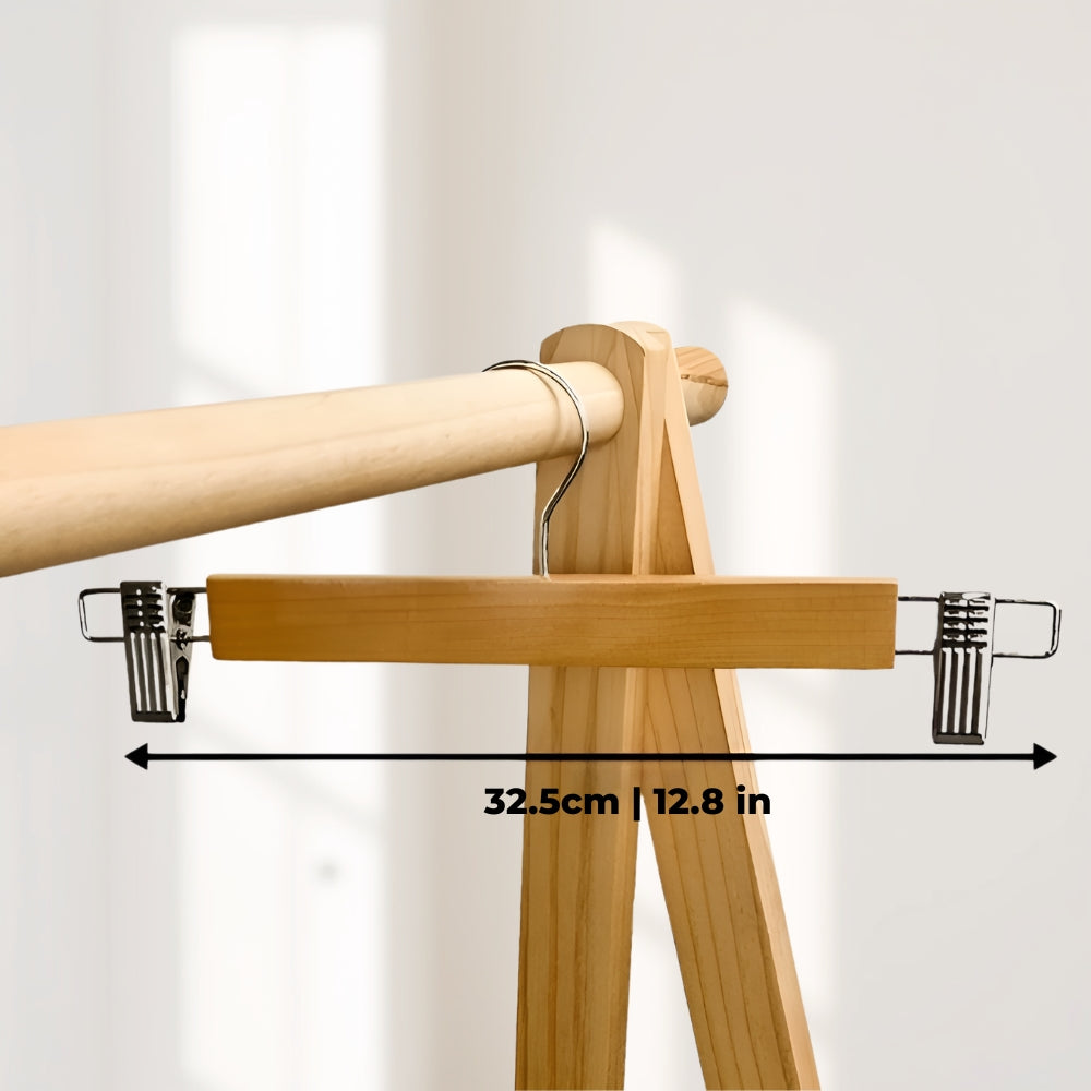 Maxwell Pants Hangers - Wooden with Clips, 10pcs Set 4