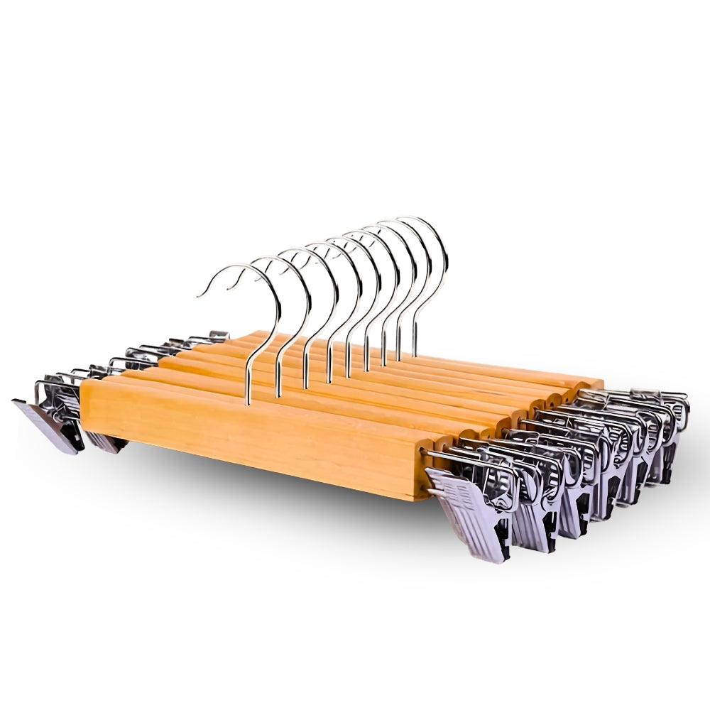 Maxwell Pants Hangers - Wooden with Clips, 10pcs Set 7