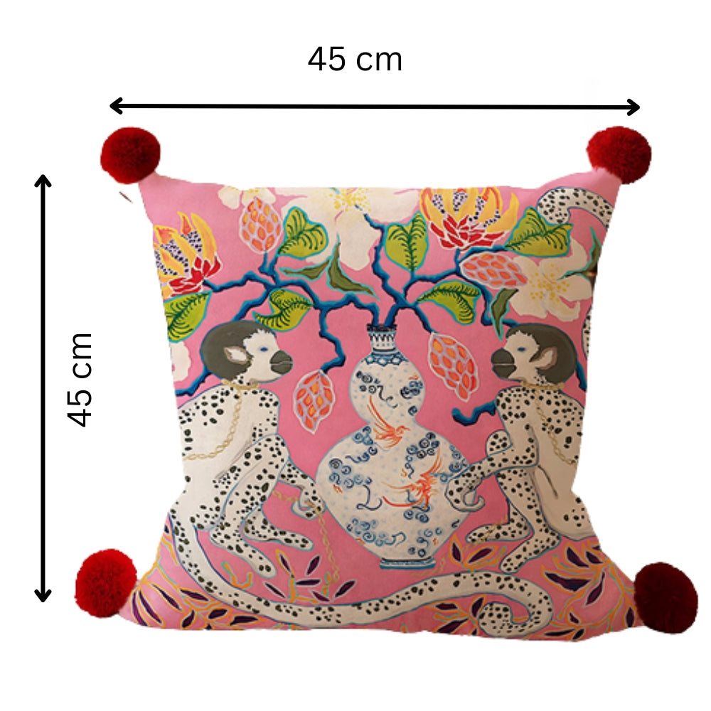 Mira Garden Cushion Cover - Reversible Microfiber with Pompom Detail 4